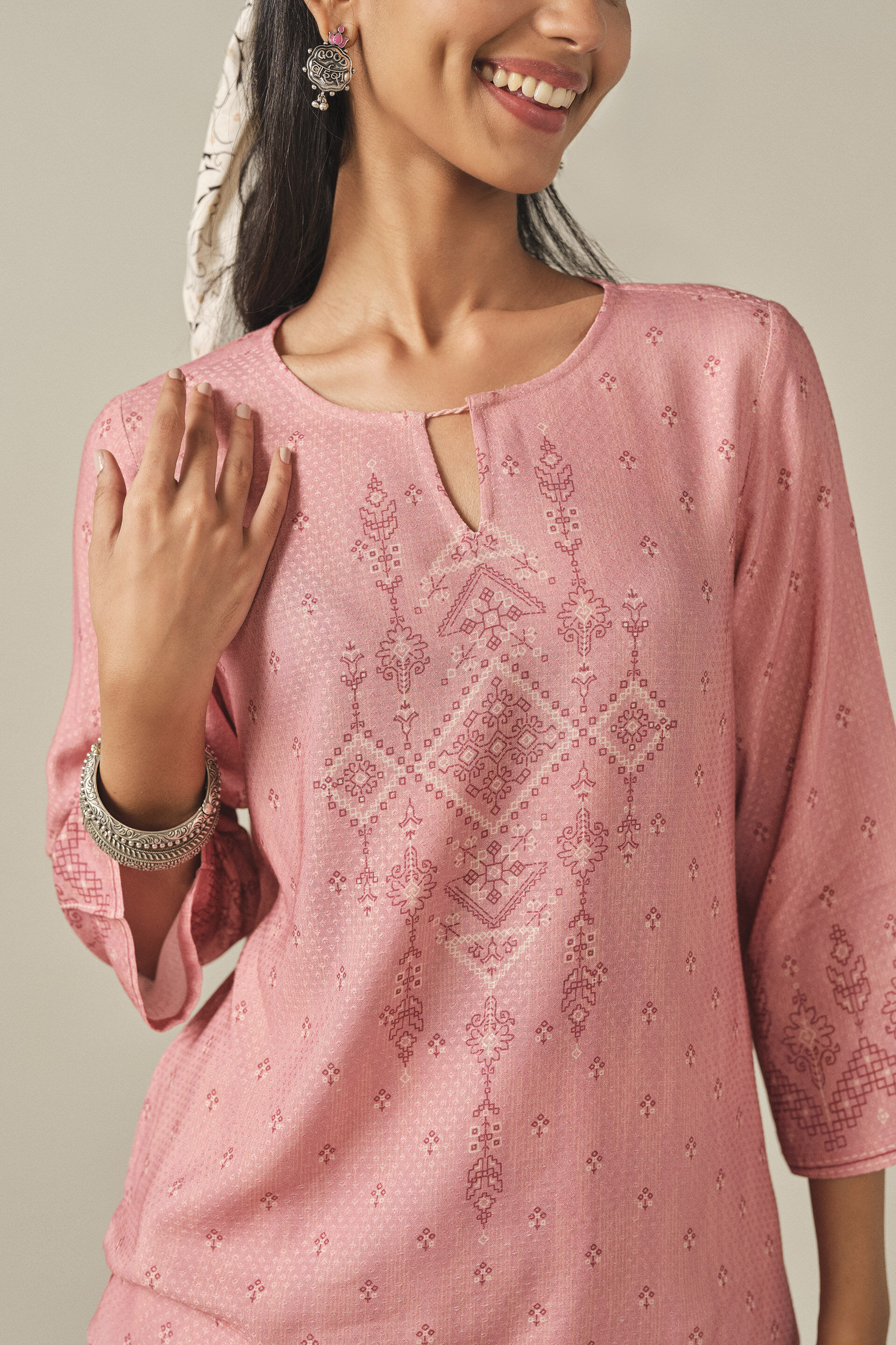 Printed Top in Pink, Pink, image 2